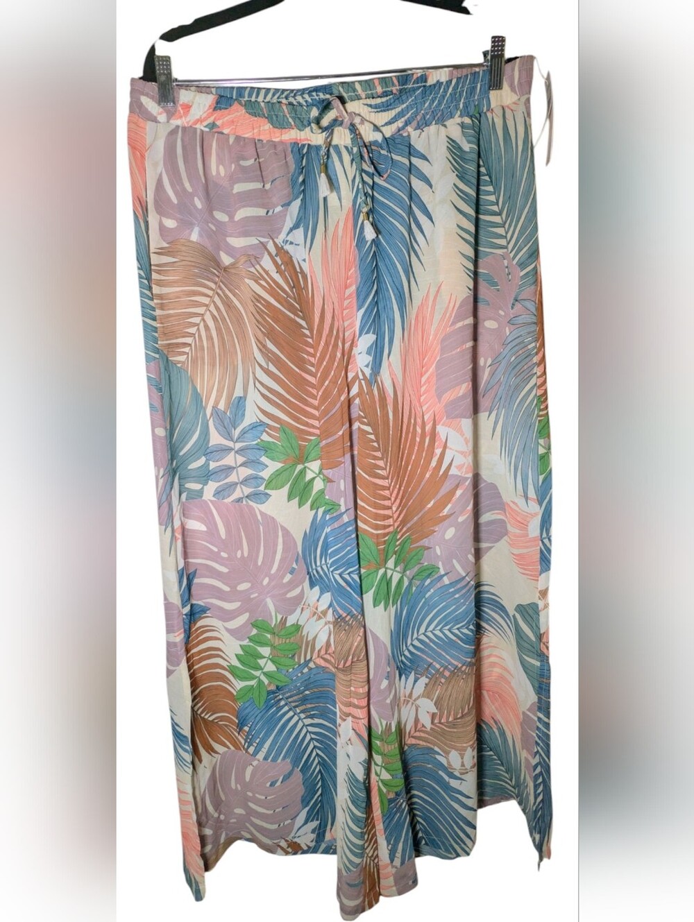 Jantzen Tropical Monstera Palm Print Wide Leg Pants NWT XL